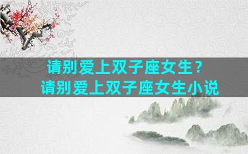请别爱上双子座女生？ 请别爱上双子座女生小说